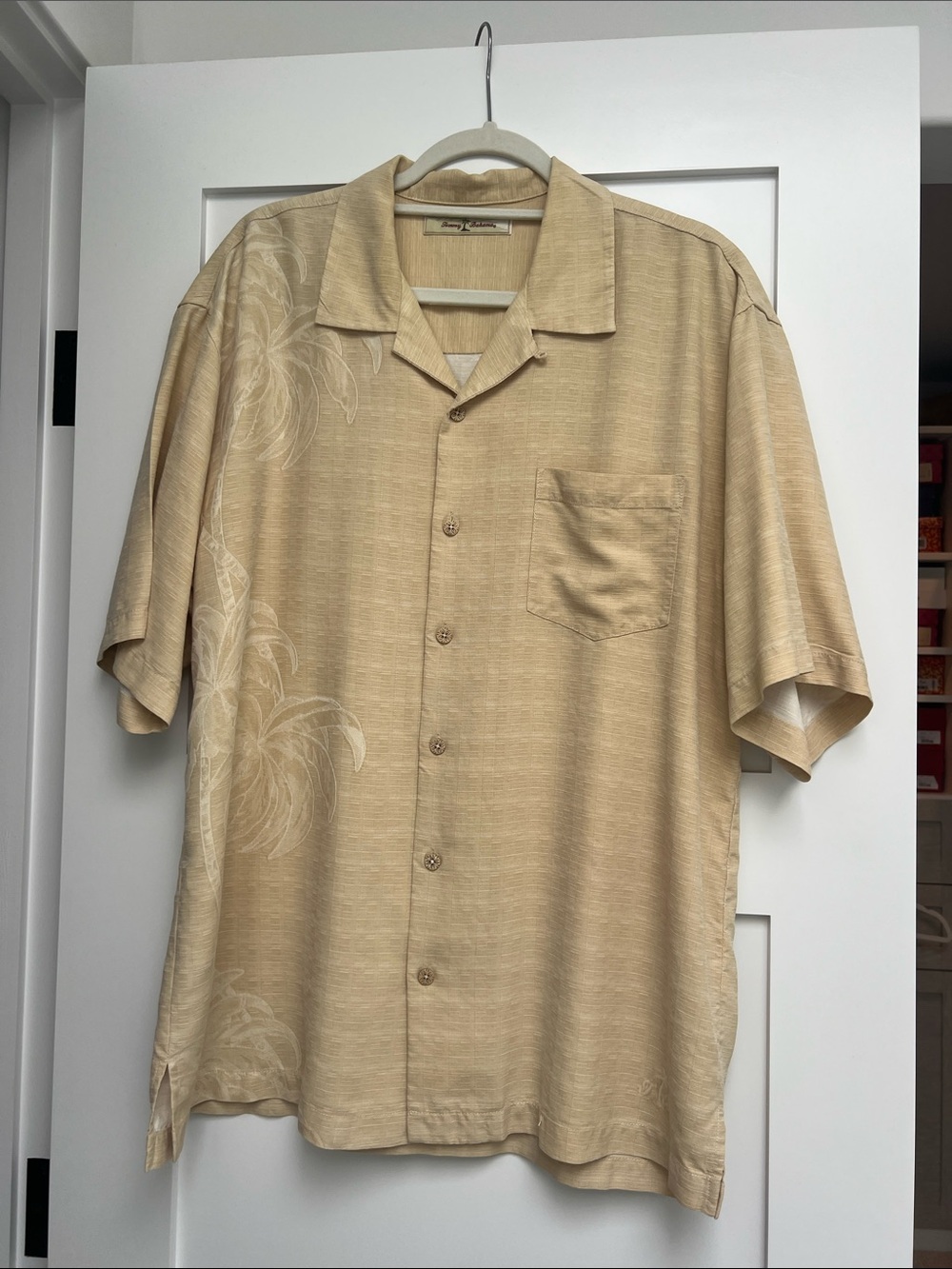 Tommy Bahama Sand/Tan Palm-Print Camp Shirt
